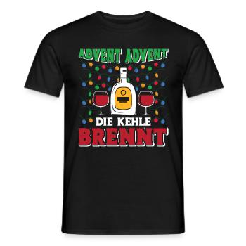 ADVENT ADVENT DIE KEHLE BRENNT Lustiges Glühwein - Männer T-Shirt - Schwarz - Vorne - AI Model Male 178 light (178cm)