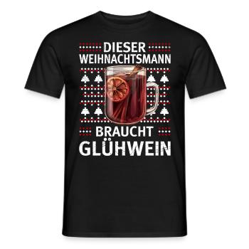 Glühwein DIESER WEIHNACHTSMANN BRAUCHT GLÜHWEIN - Männer T-Shirt - Schwarz - Vorne - AI Model Male 178 light (178cm)