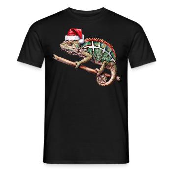 Christmas Chameleon - Men's T-Shirt - black - Front - AI Model Male 178 light (178cm)