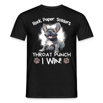 Roche Papier Ciseaux Bouledogue Français Drôle - T-shirt homme - noir - Devant - AI Model Male 178 light (178cm)