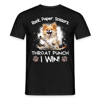 Roche Papier Ciseaux Poméranien Drôle Sarcastique - T-shirt homme - noir - Devant - AI Model Male 178 light (178cm)