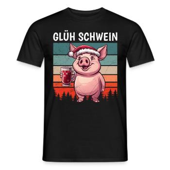 Glühwein Liebhaber GLÜH SCHWEIN Lustiges - Männer T-Shirt - Schwarz - Vorne - AI Model Male 178 light (178cm)