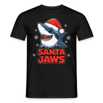 Santa Jaws Funny Christmas Shark Christmas - Men's T-Shirt - black - Front - AI Model Male 178 light (178cm)