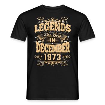 Légende de l’anniversaire de décembre 1973 - T-shirt homme - noir - Devant - AI Model Male 178 light (178cm)