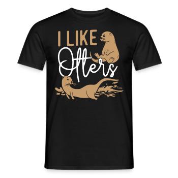Otter I Like Otters - Men's T-Shirt - black - Front - AI Model Male 178 light (178cm)