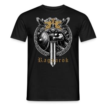 Ragnarök - Viking Warrior in Epic Norse Apocalypse - Men's T-Shirt - black - Front - AI Model Male 178 light (178cm)