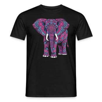 Mandala Elefant Elefanten Spiritueller Mandala - Männer T-Shirt - Schwarz - Vorne - AI Model Male 178 light (178cm)