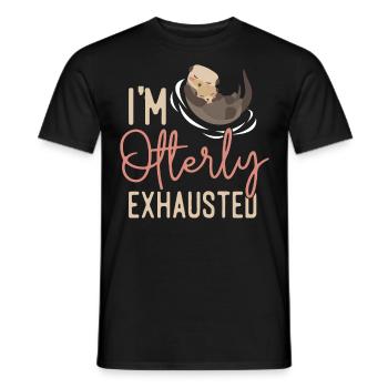 Otter I'm Otterly Exhausted - Männer T-Shirt - Schwarz - Vorne - AI Model Male 178 light (178cm)