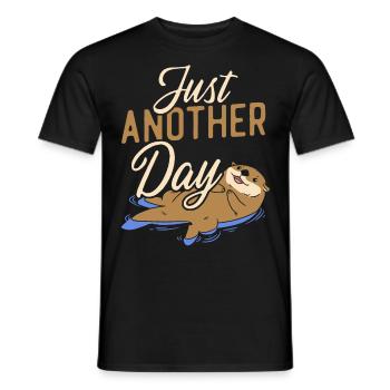 Otter Pun Just Anotter Day - Men's T-Shirt - black - Front - AI Model Male 178 light (178cm)