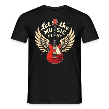 Let the Music Play Gitarren Gitarre - Männer T-Shirt - Schwarz - Vorne - AI Model Male 178 light (178cm)