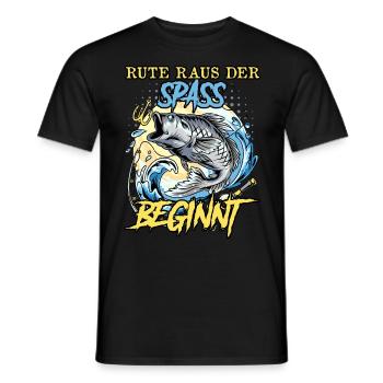 Angler RUTE RAUS DER SPASS BEGINNT Lustiges - Männer T-Shirt - Schwarz - Vorne - AI Model Male 178 light (178cm)