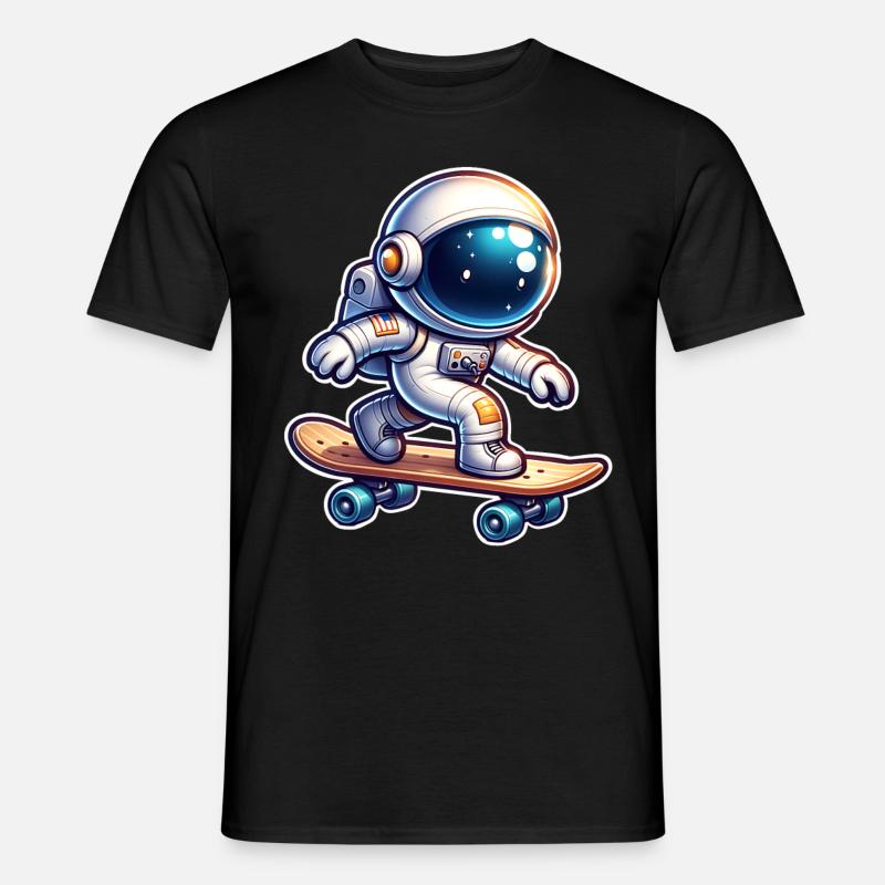 Skateboard Skater Astronaut - Männer T-Shirt - Schwarz