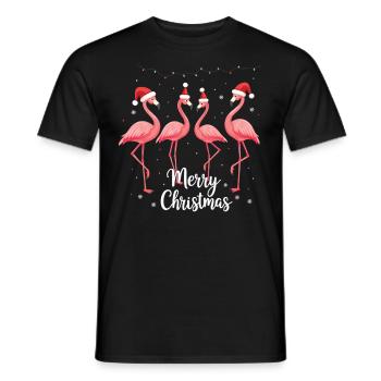Flamants roses Joyeux Noël Flamingo Weihnachten - T-shirt homme - noir - Devant - AI Model Male 178 light (178cm)