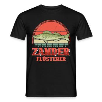 ZANDER FLÜSTERER Angler Outfit Angeln Hobby - Männer T-Shirt - Schwarz - Vorne - AI Model Male 178 light (178cm)