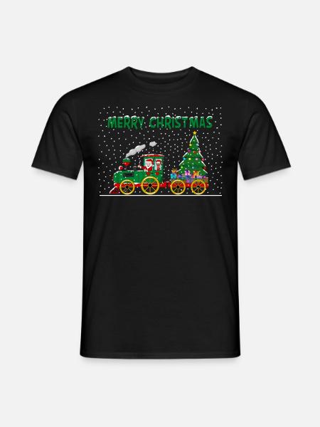 Merry Christmas Christmas Train - Men's T-Shirt - black