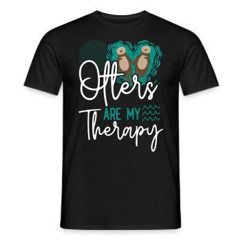 Otter Otters Are My Therapy - Men's T-Shirt - black - Front - AI Model Male 178 light (178cm)