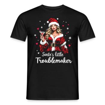 Santa's Little Troublemaker Christmas Hat - Men's T-Shirt - black - Front - AI Model Male 178 light (178cm)