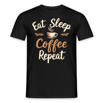 Eat Sleep Coffee Repeat Coffee Funny Coffee - Men's T-Shirt - black - Front - AI Model Male 178 light (178cm)