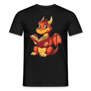 Happy Red Dragon Fantasy for Book Lovers - Men's T-Shirt - black - Front - AI Model Male 178 light (178cm)