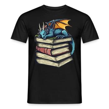 Blauer Drache schläft Magische Fantasie für Leser - Männer T-Shirt - Schwarz - Vorne - AI Model Male 178 light (178cm)