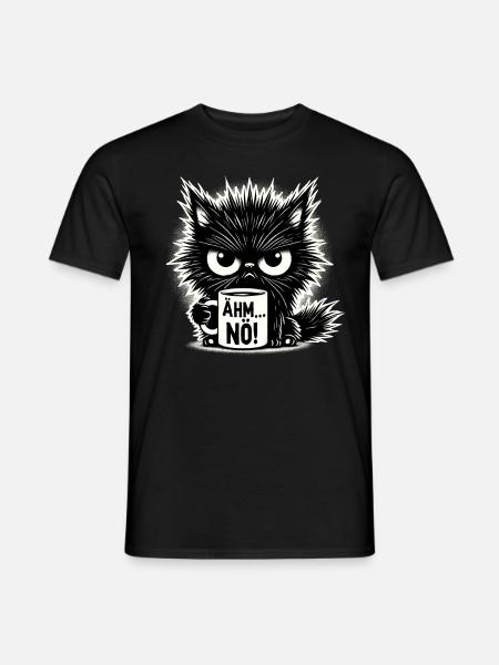 Ähm Nö, Sarkasmus & lustige Katze Tee Kaffee - Männer T-Shirt - Schwarz