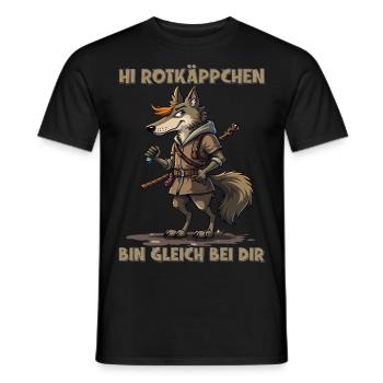 Rotkäppchen - Ich bin gleich bei Dir - deutsch - Männer T-Shirt - Schwarz - Vorne - AI Model Male 178 light (178cm)