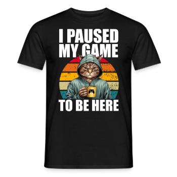 Gamer Gaming Zocker J’ai mis mon jeu en pause pour être ici - T-shirt homme - noir - Devant - AI Model Male 178 light (178cm)