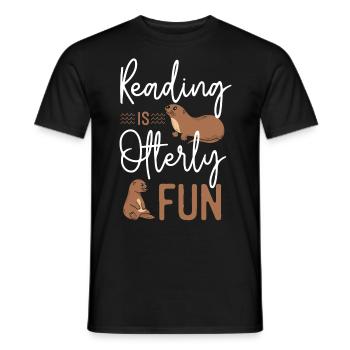 Otter Reading Teacher Literature - Men's T-Shirt - black - Front - AI Model Male 178 light (178cm)
