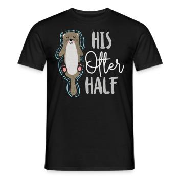 Couple Loutre Jeu de mots Saint-Valentin - T-shirt homme - noir - Devant - AI Model Male 178 light (178cm)