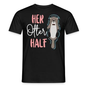 Couple Loutre Jeu de mots Saint-Valentin - T-shirt homme - noir - Devant - AI Model Male 178 light (178cm)