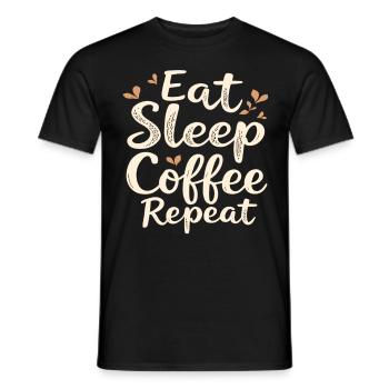 Eat Sleep Coffee Repeat Coffee Funny Coffee - Men's T-Shirt - black - Front - AI Model Male 178 light (178cm)