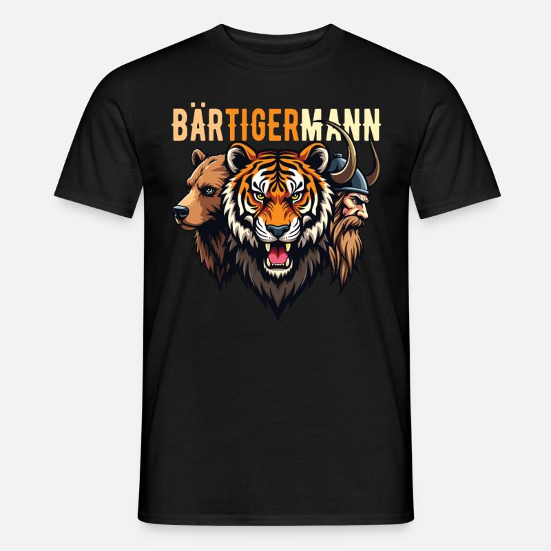 Bärtigermann Bär Tiger Mann Wikinger - Männer T-Shirt - Schwarz
