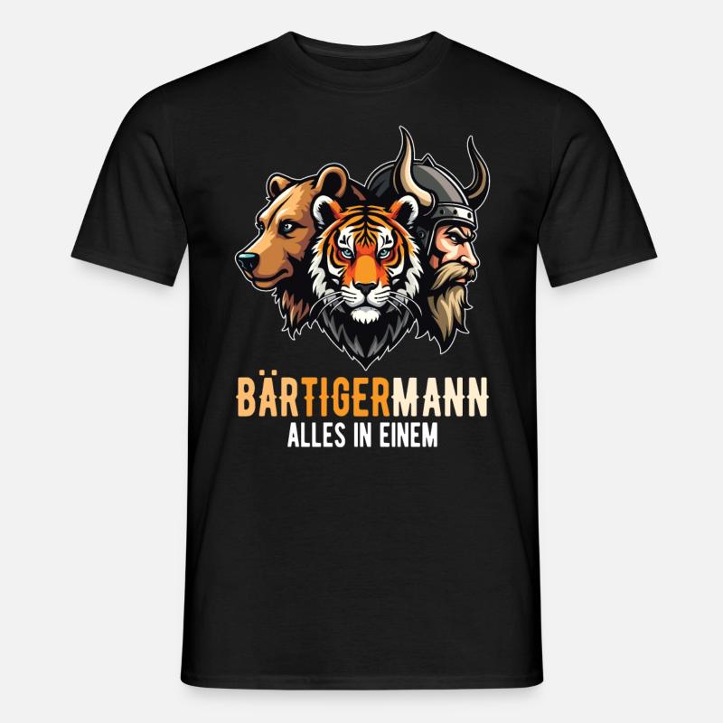 Bärtigermann Bär Tiger Mann Wikinger - Männer T-Shirt - Schwarz