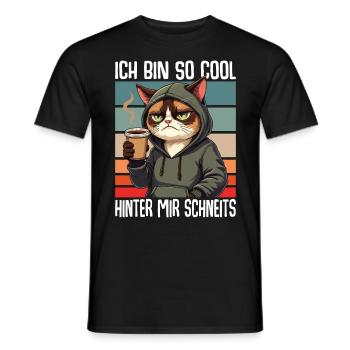 Ich Bin So Cool Hinter Mir Schneits Katze - Männer T-Shirt - Schwarz - Vorne - AI Model Male 178 light (178cm)