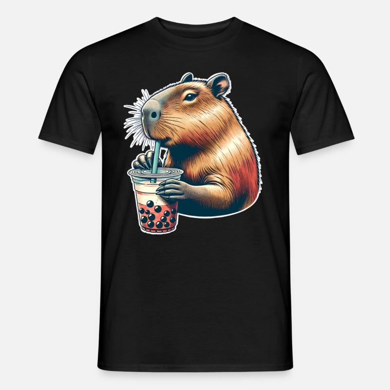 Capybara Bubble Tea - Männer T-Shirt - Schwarz