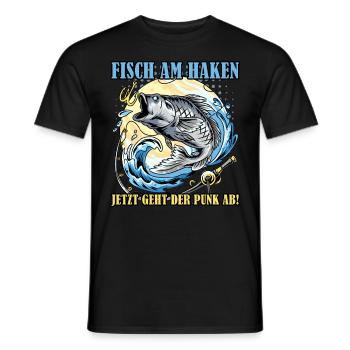 Angler FISCH AM HAKEN JETZT DER PUNK AB Lustiges - Männer T-Shirt - Schwarz - Vorne - AI Model Male 178 light (178cm)