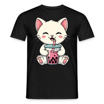 Katze Bubble Tea - Männer T-Shirt - Schwarz - Vorne - AI Model Male 178 light (178cm)