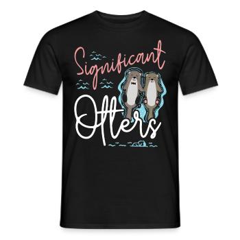Otter Pun Significant Otter - Men's T-Shirt - black - Front - AI Model Male 178 light (178cm)