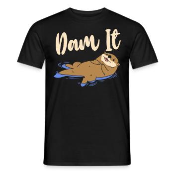 Otter Pun Dam It - Men's T-Shirt - black - Front - AI Model Male 178 light (178cm)