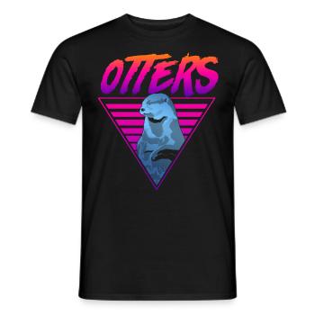 Otter 80s 90s Retro Vintage Otters - Men's T-Shirt - black - Front - AI Model Male 178 light (178cm)