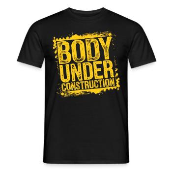 Chemise de sport amusante – Corps en construction - T-shirt homme - noir - Devant - AI Model Male 178 light (178cm)