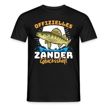 Zander Angeln OFFIZIELLES ZANDER GLÜCKSSHIRT - Männer T-Shirt - Schwarz - Vorne - AI Model Male 178 light (178cm)