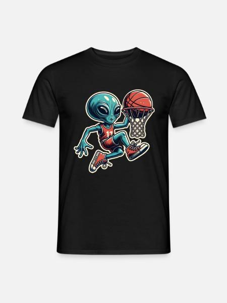 Basketball Dunking Alien - Men's T-Shirt - black