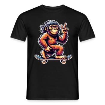 Neandertaler Skateboard Skater - Männer T-Shirt - Schwarz - Vorne - AI Model Male 178 light (178cm)