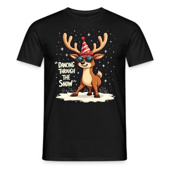 Dancing Through The Snow Reindeer Christmas - Men's T-Shirt - black - Front - AI Model Male 178 light (178cm)