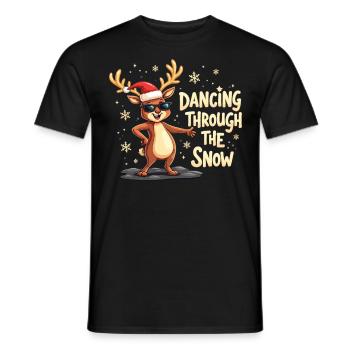 Dancing Through The Snow Reindeer Christmas - Men's T-Shirt - black - Front - AI Model Male 178 light (178cm)