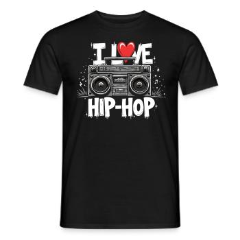 J’aime le hip hop Hip hop Musique hip hop Boombox Rap - T-shirt homme - noir - Devant - AI Model Male 178 light (178cm)