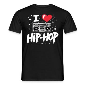 J’aime le hip hop Hip hop Musique hip hop Boombox Rap - T-shirt homme - noir - Devant - AI Model Male 178 light (178cm)