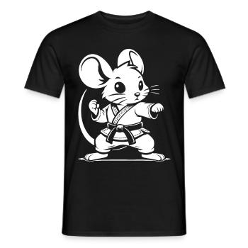 Kampfsport Maus Klein, aber oho! Mäuse Fan Design - Männer T-Shirt - Schwarz - Vorne - AI Model Male 178 light (178cm)
