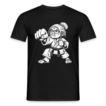 Grandma Martial Artist – The Wisdom of Strength - Men's T-Shirt - black - Front - AI Model Male 178 light (178cm)